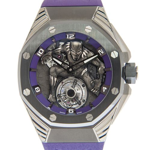 Royal Oak Concept Black Panther Tourbillon Hand Wind Silver Dial Mens Watch 26620IO.OO.D077CA.01