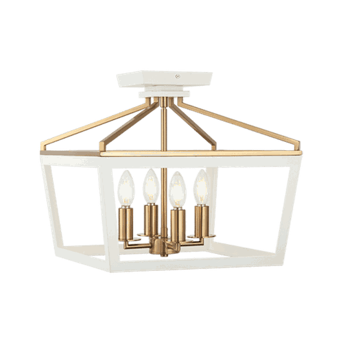 Matteo Mavonshire 1-Light Ceiling Light In White With Aged Gold Bra