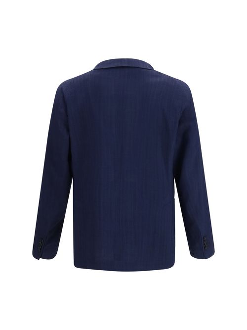 Herringbone Fleece Wool Blazer — Blue