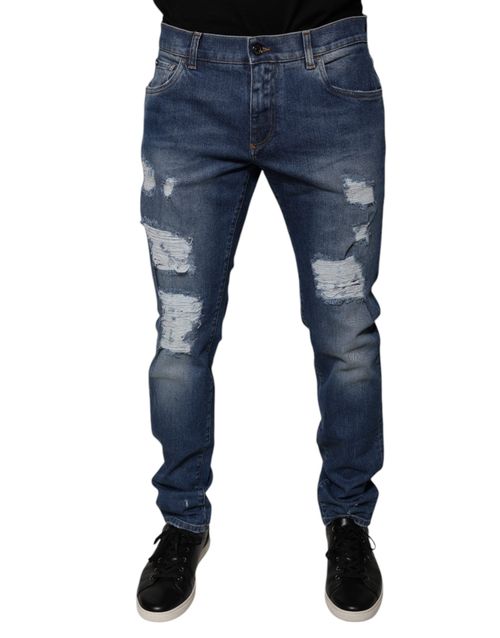 Tattered Skinny Jeans — Blue