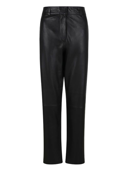 Selected Femme leather straight-leg trousers - Black