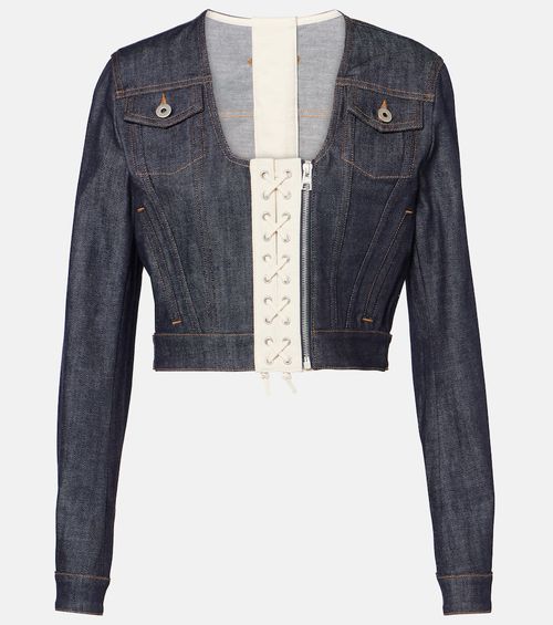 Jean Paul Gaultier Lace-up cropped denim jacket