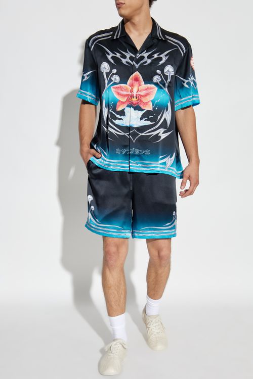 Silk Shorts With Print, Men's, Black