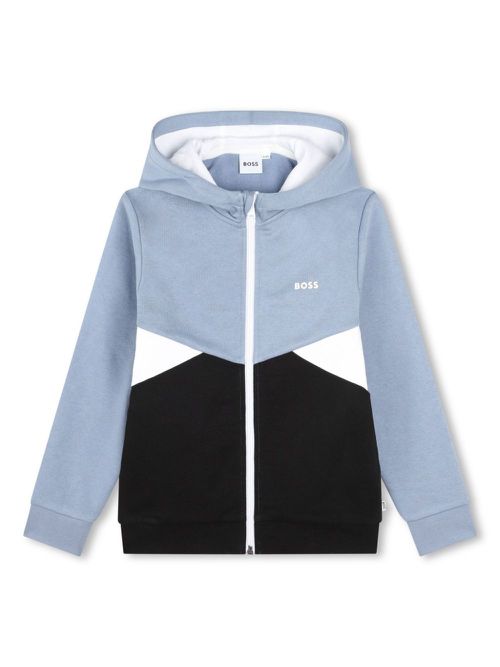 Colour-block zip-up hoodie - Blue