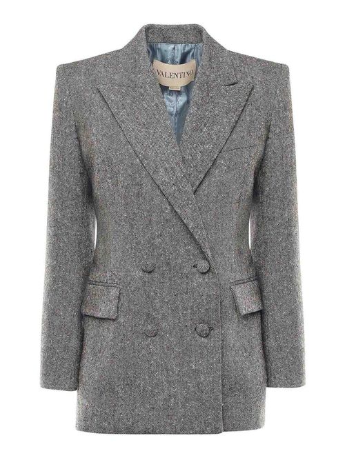 Double-Breasted Natte Buttoned Blazer