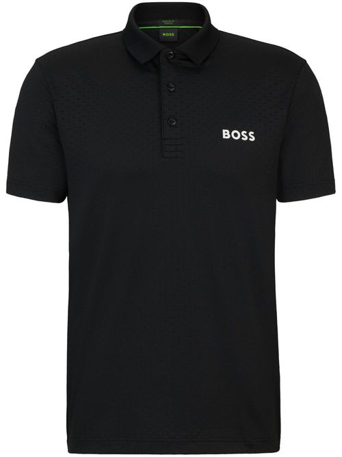 Logo-print jacquard polo shirt - Black