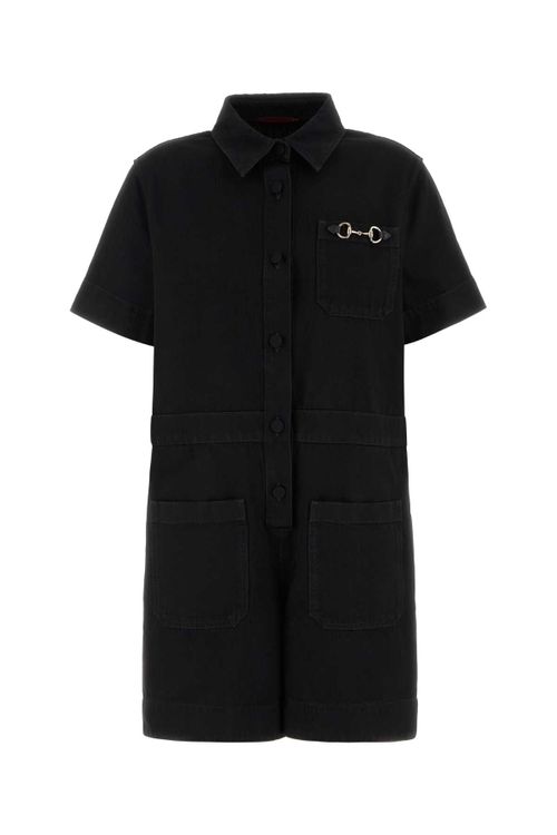 Denim with Horsebit Jumpsuit — Black