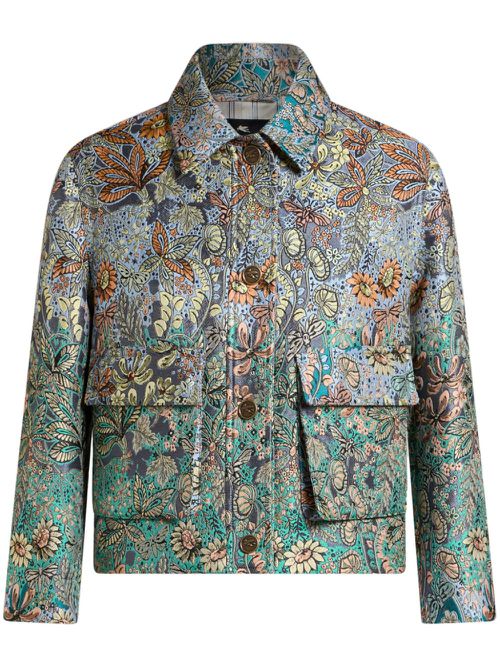 Floral-jacquard jacket - Blue