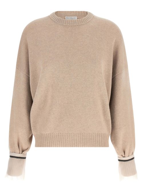 Cashmere Crew Neck Sweater — Beige