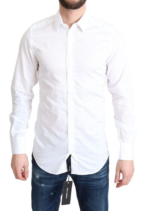 Cotton Spread Collar Shirt — White