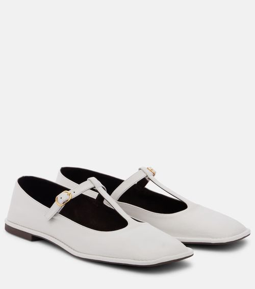 The Row Square T-Strap leather ballet flats