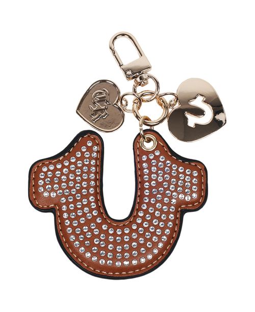 Rhinestone Horseshoe Bag Charm - Cognac