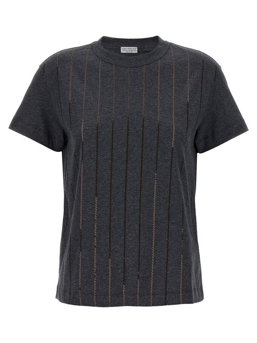 Brunello Cucinelli - Micro Sequin T-Shirt Gray