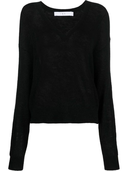 V-neck knitted sweater - Black