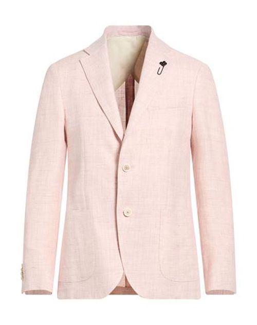 Man Blazer Pink Size 42 Linen, Virgin Wool