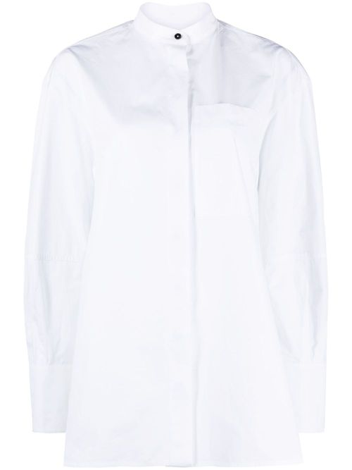Band-collar cotton shirt - White