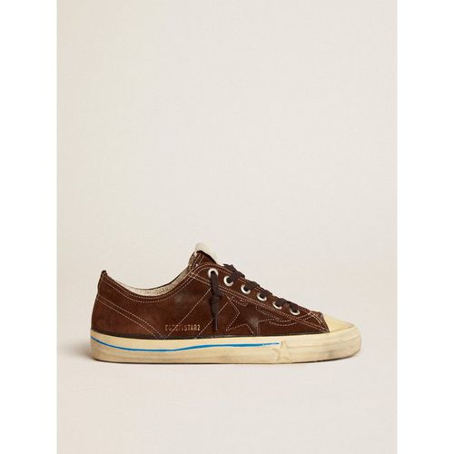 Golden Goose - Men's V-star Ltd Sneakers In Dark Brown Suede With Tone-on-tone Star, Man