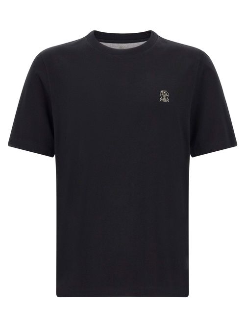 Logo-Embroidered Cotton T-shirt — Black
