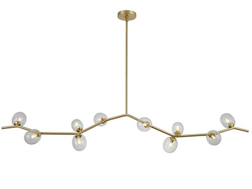 Hampton 10-Light Chandelier in Brushed Brass With Clear Gla