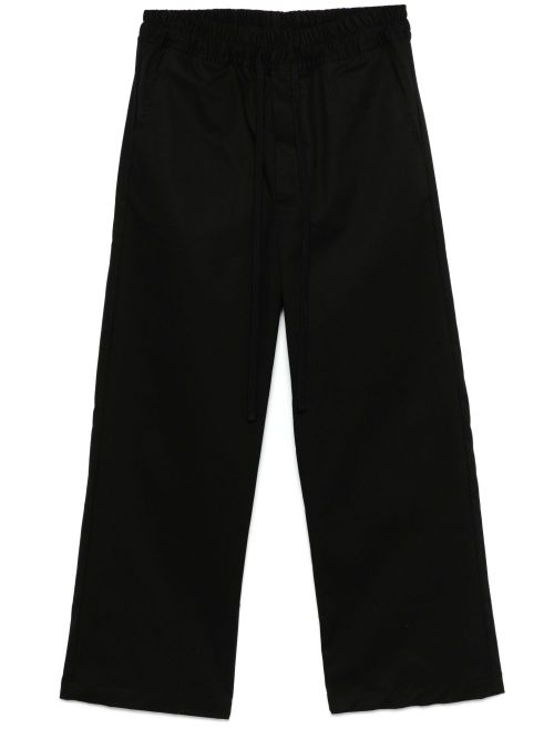 Straight Leg Cotton Blend Trousers with Elasticated Drawstring Waistband