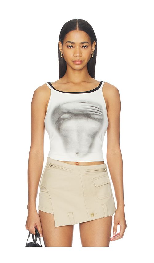 MARRKNULL Printed Camisole in White. - S also in XS