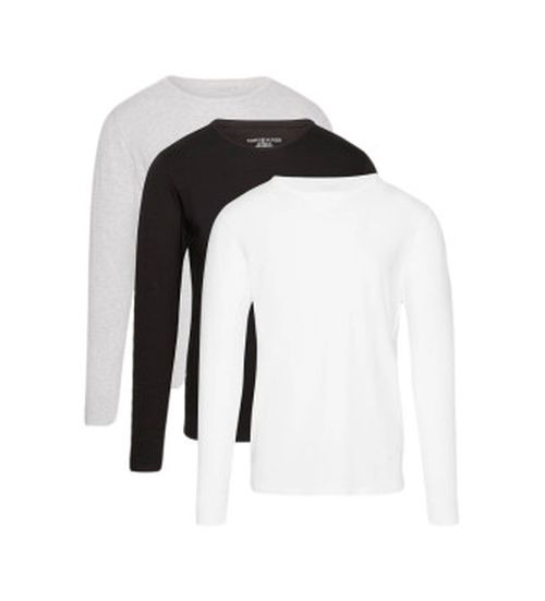 Tommy Hilfiger for man. UM0UM03022 Pack of 3 long sleeve t-shirts grey, white, black (L), Homewear, Cotton, Sustainable
