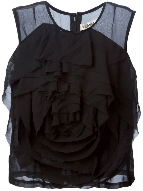 Comme Des Garçons ruffled flower top - Black