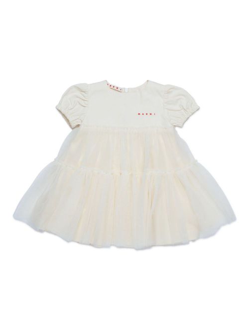 Logo-embroidered dress - White