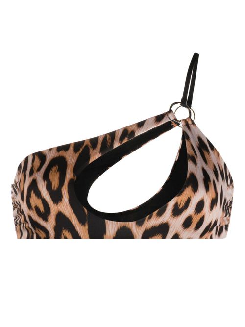 Leopard-print bikini top - Neutrals
