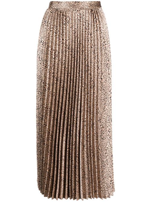 Leopard-print pleated skirt - Brown