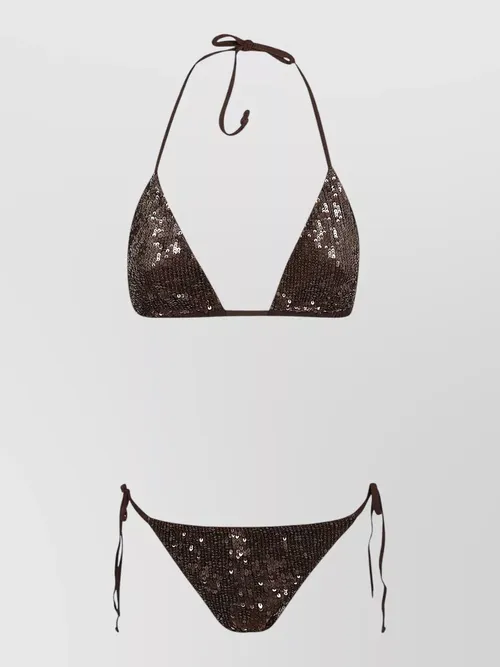 Parosh - triangle bikini micro sequins sliding cup