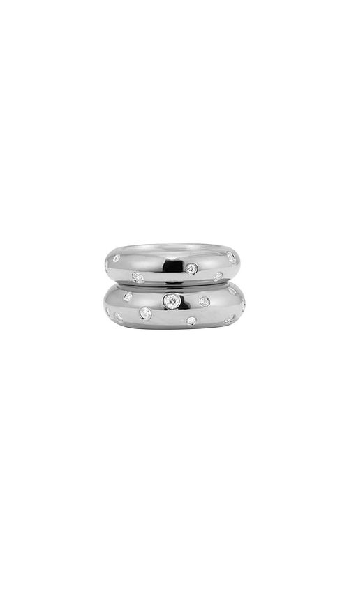MEGA Donut With Sprinkle Ring Duo in Metallic Silver. - 5 also