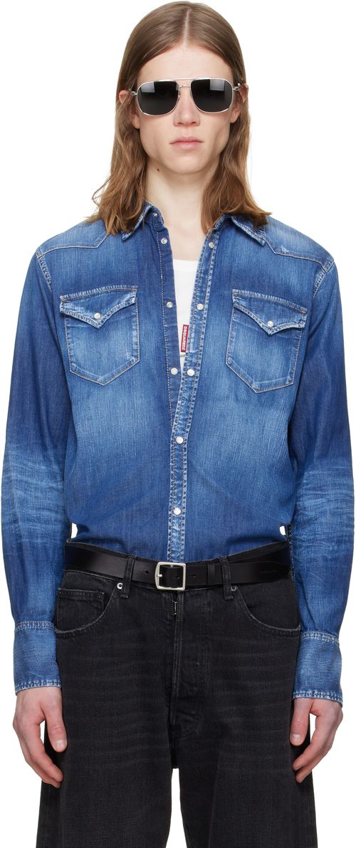 Blue Perfecto Wash Classic Western Denim Shirt
