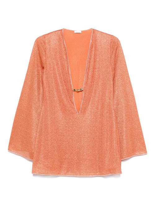 Lurex-detail mini dress - Orange