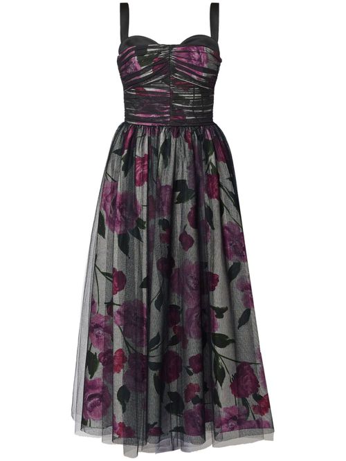 SLEEVELESS TULLE OVERLAY DRESS - Black