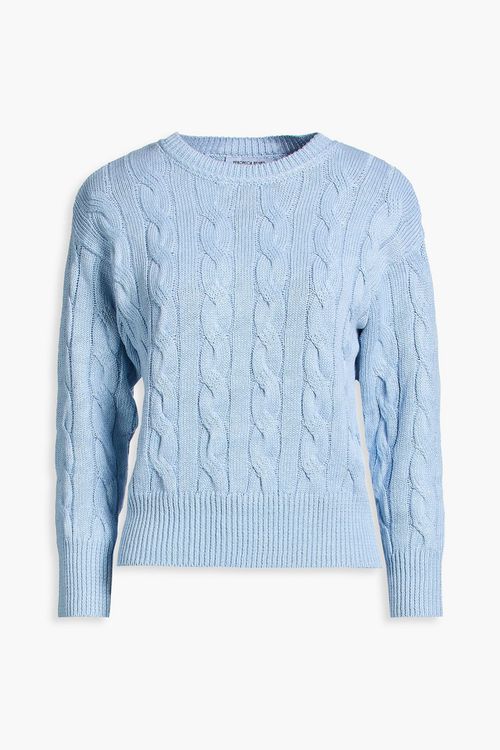 Eleanor cable-knit linen-blend sweater - Blue - XS
