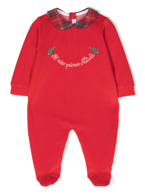 Slogan-embroidered long-sleeve tracksuit