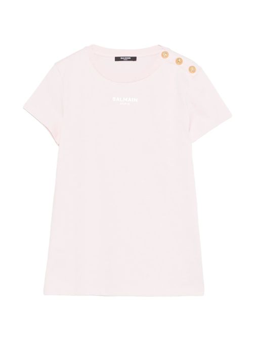 Mini Decorative Neck T-Shirt with Gold Buttons