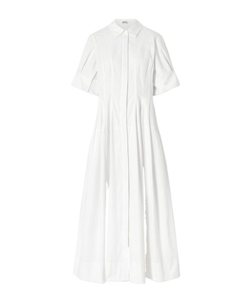 Mollie pleated cotton-poplin midi shirt dress