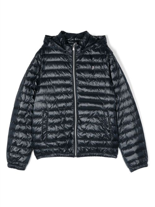 Embossed-logo padded jacket - Blue