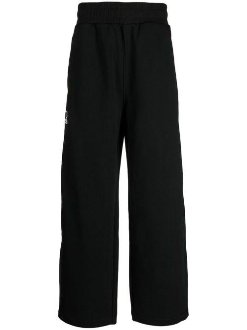 Logo-appliqué wide-leg trousers - Black