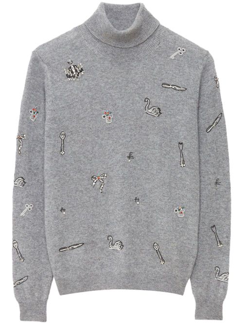 Embellished high-neck jumper - Grey