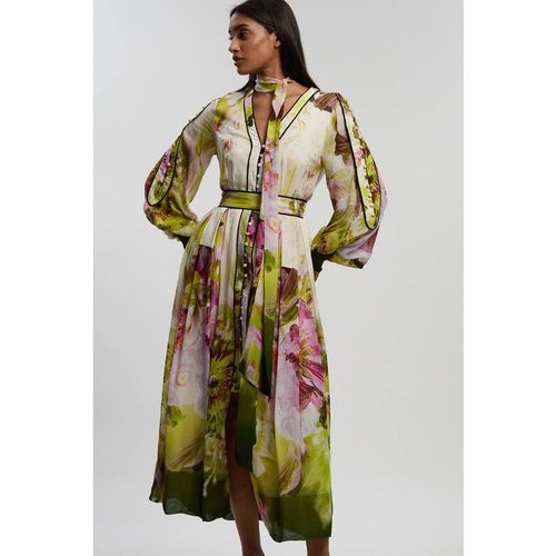 Karen Millen Women's Petite Viscose Floral Print Woven Maxi Dre
