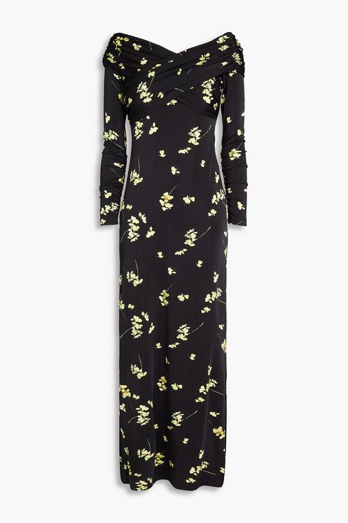 Mirana ruched floral-print jersey maxi dress