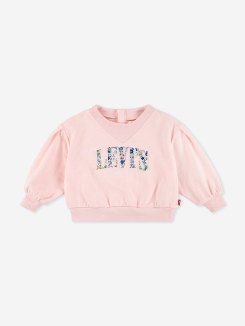 Levi's Kids Wear Baby Girls Pleated Sleeve Sweatshirt in Pink 12 Mths