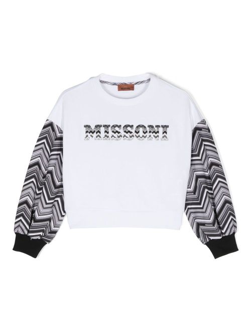 Logo-embroidered cotton sweatshirt - White