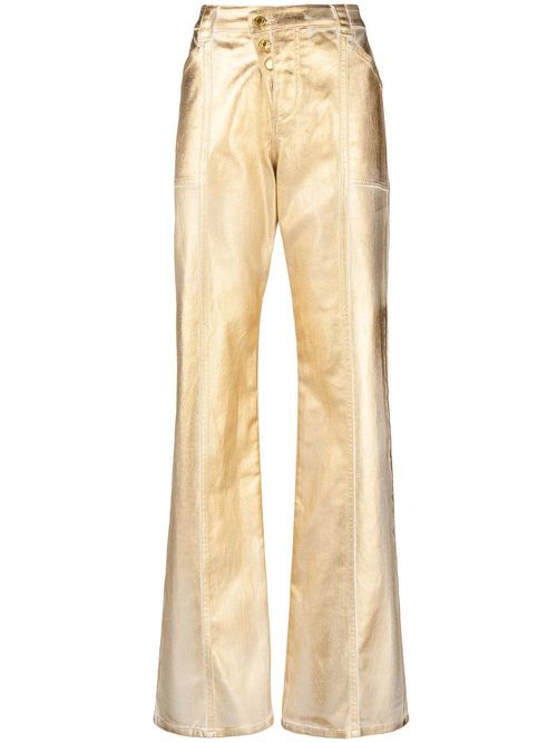 Metallic straight-leg trousers - Gold