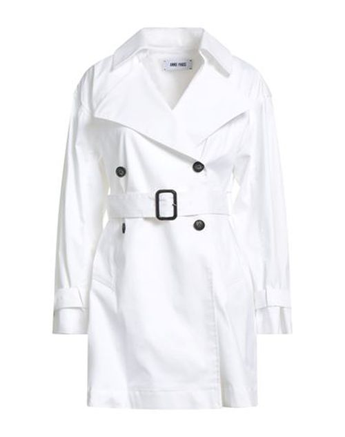 Woman Overcoat & Trench Coat White Size 6 Cotton, Elastane