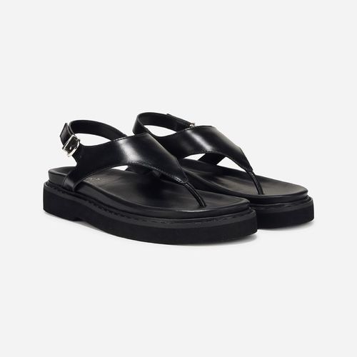 Laurel Sandals, Black Glazed Leather