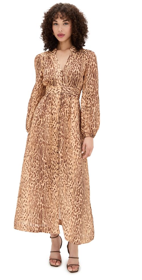 Zimmermann | Cascadian Plunge Dress Tan Leopard | Realry